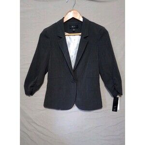 BCX Women’s Charcoal Quarter Sleeve Blazer Size S Preppy Occupational Work Wear